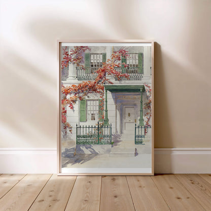 Facade et Lierre d'Automne - Aquarelle Botanique Vintage