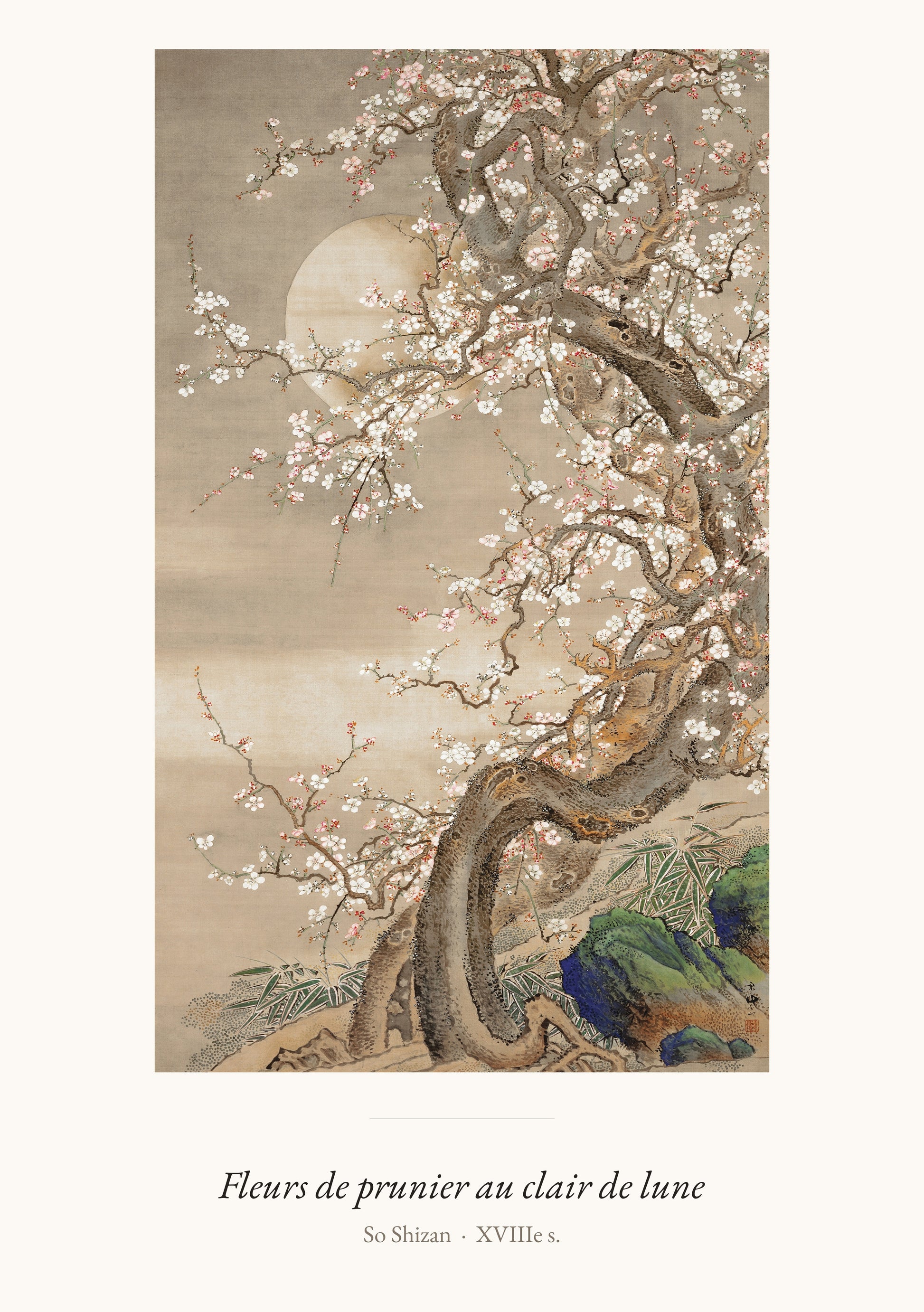 Fleurs de prunier au clair de lune, So Shizan | Affiche Art Premium