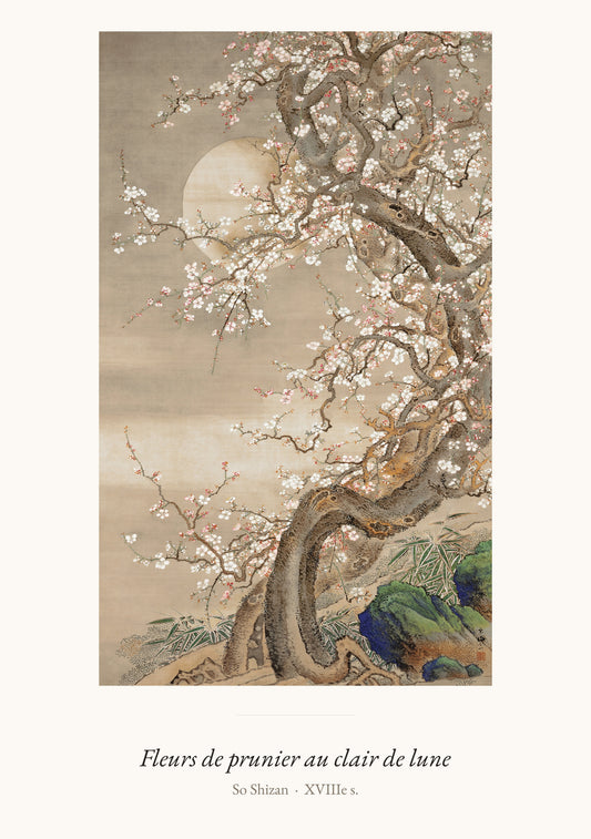 Fleurs de prunier au clair de lune, So Shizan | Affiche Art Premium