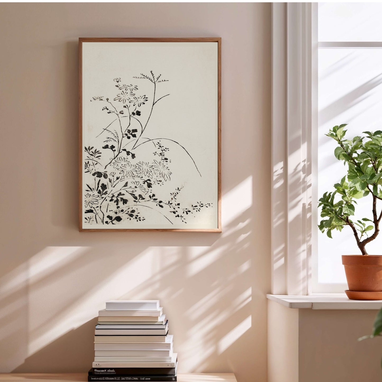 Fleurs Sauvages - Estampe Japonaise à l'Encre - Art du Japon en situation