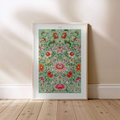 Grammar of Ornament Pl. LXXVII - Owen Jones - Leaves, framed poster standing on the floor, light wood frame