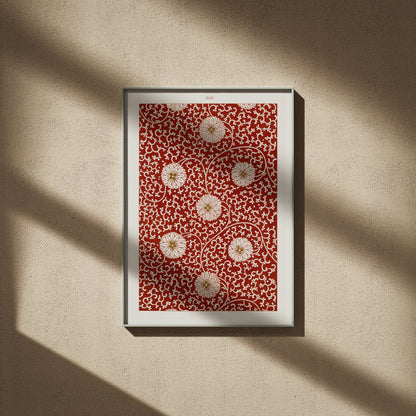 Motif chinois Pl. XLIII - Owen Jones, affiche encadrée sur un mur beige, ombres de fenêtre