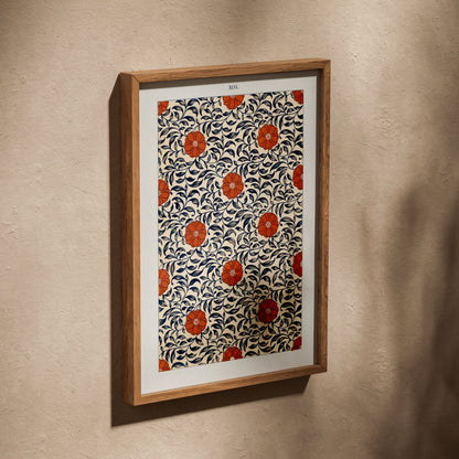 Grammar of Ornament Pl. XLVI - Owen Jones, poster in an oak frame leaning on a textured wall