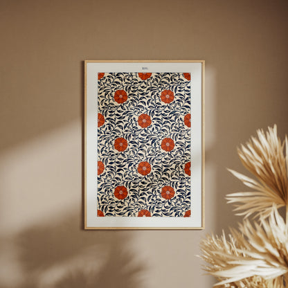 Grammar of Ornament Pl. XLVI - Owen Jones, framed poster on a beige wall, pampas grass in the foreground