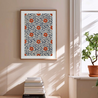 Grammar of Ornament Pl. XLVI - Owen Jones, affiche encadrée au-dessus d'une pile de livres