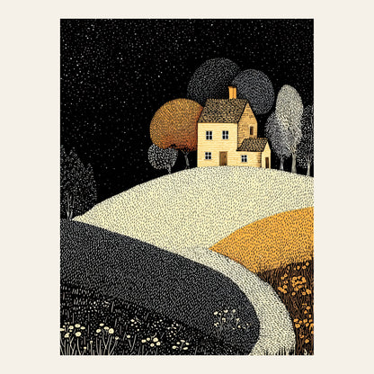 Affiche enfant maison pointilliste - l'affiche