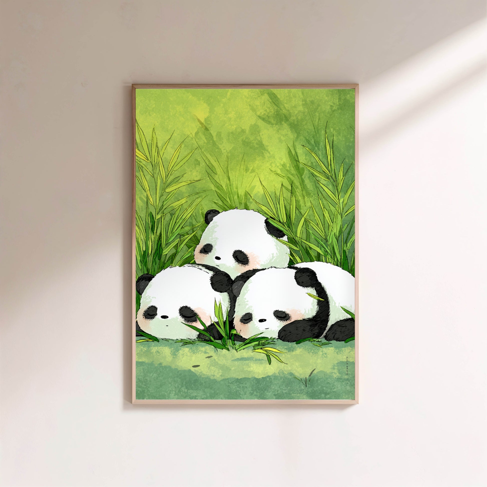 Affiche murale - Trois petits pandas en situation