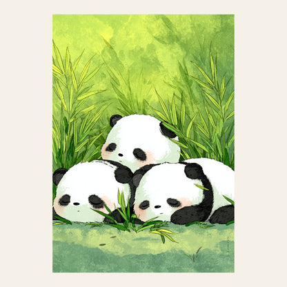 Affiche murale - Trois petits pandas - l'affiche