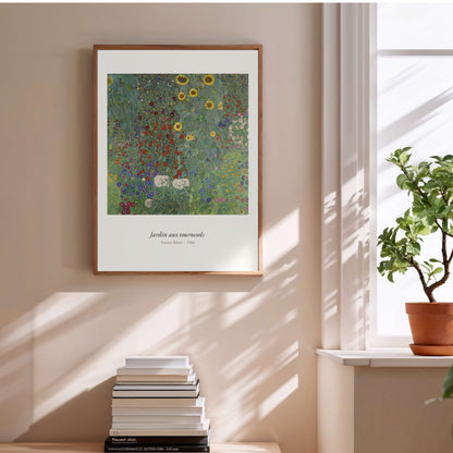 Jardin aux tournesols, Gustav Klimt | Affiche Art Premium en situation