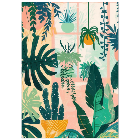 Une affiche originale et végétale pour ceux qui aiment la nature…
Palette pastel, formes stylisées, ambiance calme et vivante. Idéale pour apporter de la couleur et du vert sans se prendre la tête.