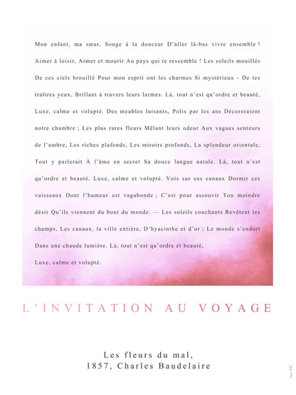 L'invitation au voyage - Baudelaire | Poster Poésie, l'affiche seule, papier épais mat éco-responsable