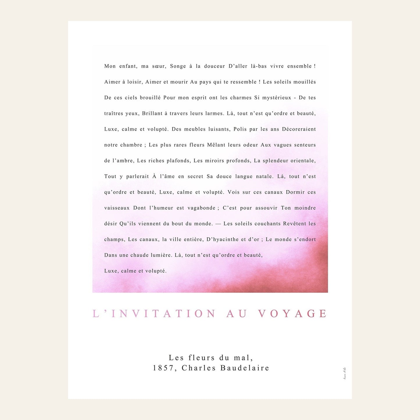 L'invitation au voyage - Baudelaire | Poster Poésie - l'affiche