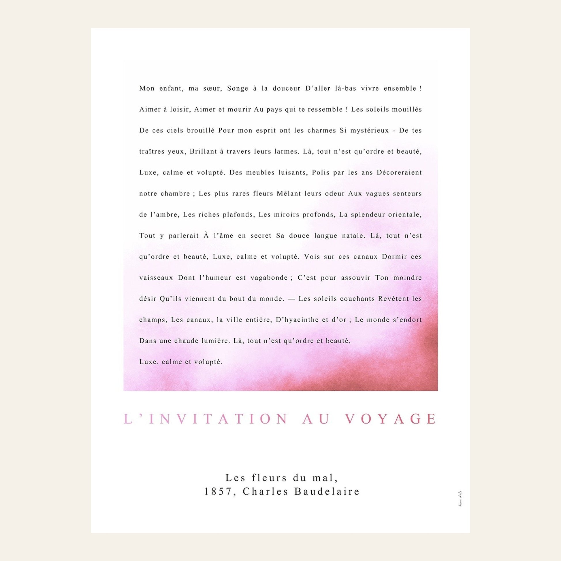 L'invitation au voyage - Baudelaire | Poster Poésie - l'affiche