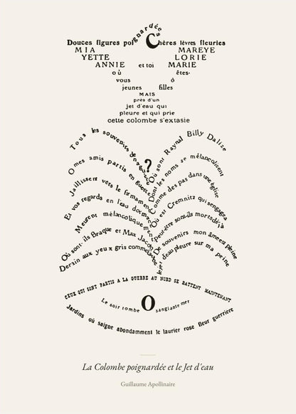 The Stabbed Dove and the Fountain, Apollinaire, the print alone, thick matte eco-friendly paper