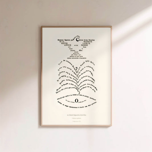 La Colombe Poignardée et le Jet d'Eau, Apollinaire | Calligramme Affiche Premium en situation