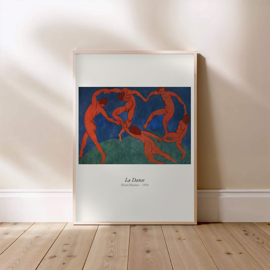 La Danse, Henri Matisse | Affiche Art Premium, affiche encadrée posée au sol, cadre bois clair