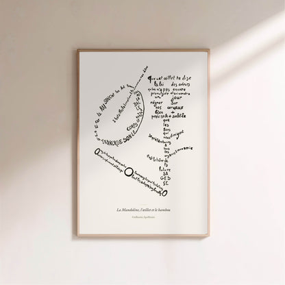La Mandoline, l'œillet et le bambou - Apollinaire - Affiche Calligramme, affiche encadrée sur un mur clair