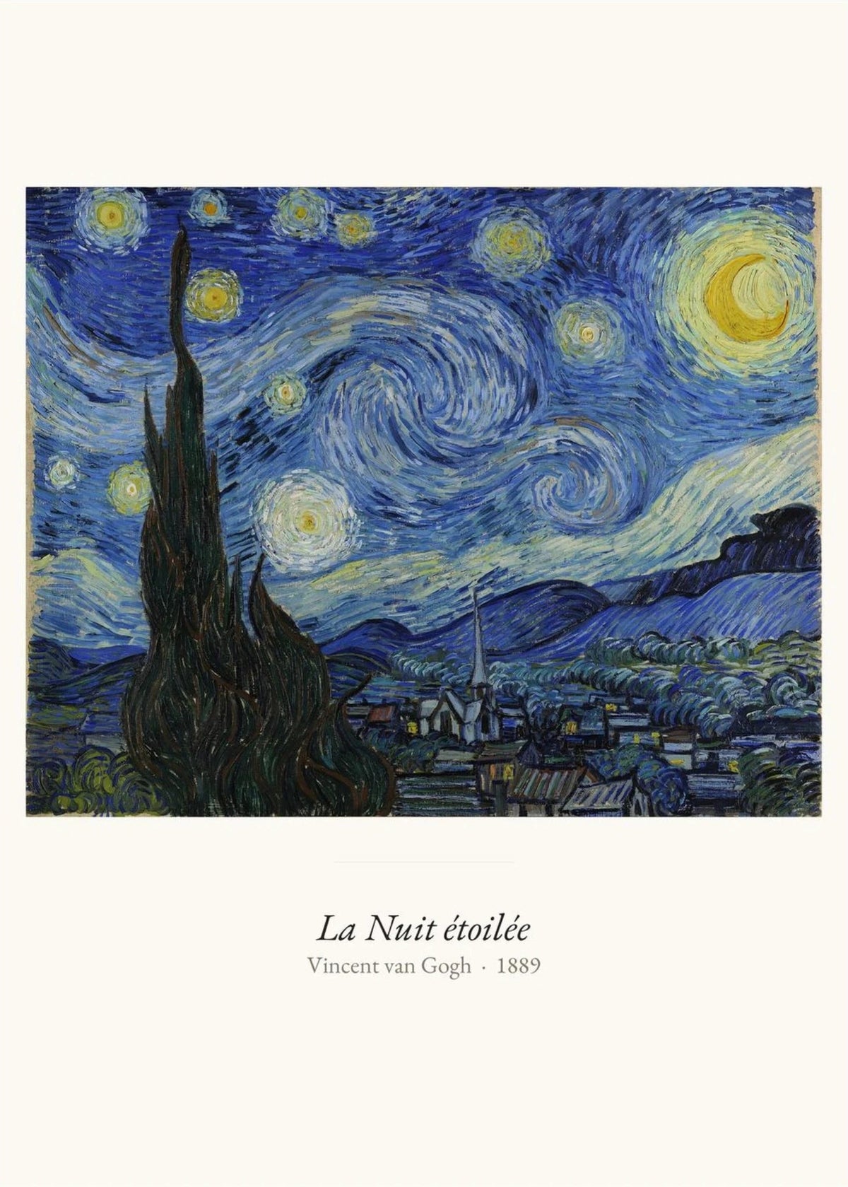 La Nuit étoilée, Van Gogh | Affiche Art Premium, l'affiche seule, papier épais mat éco-responsable