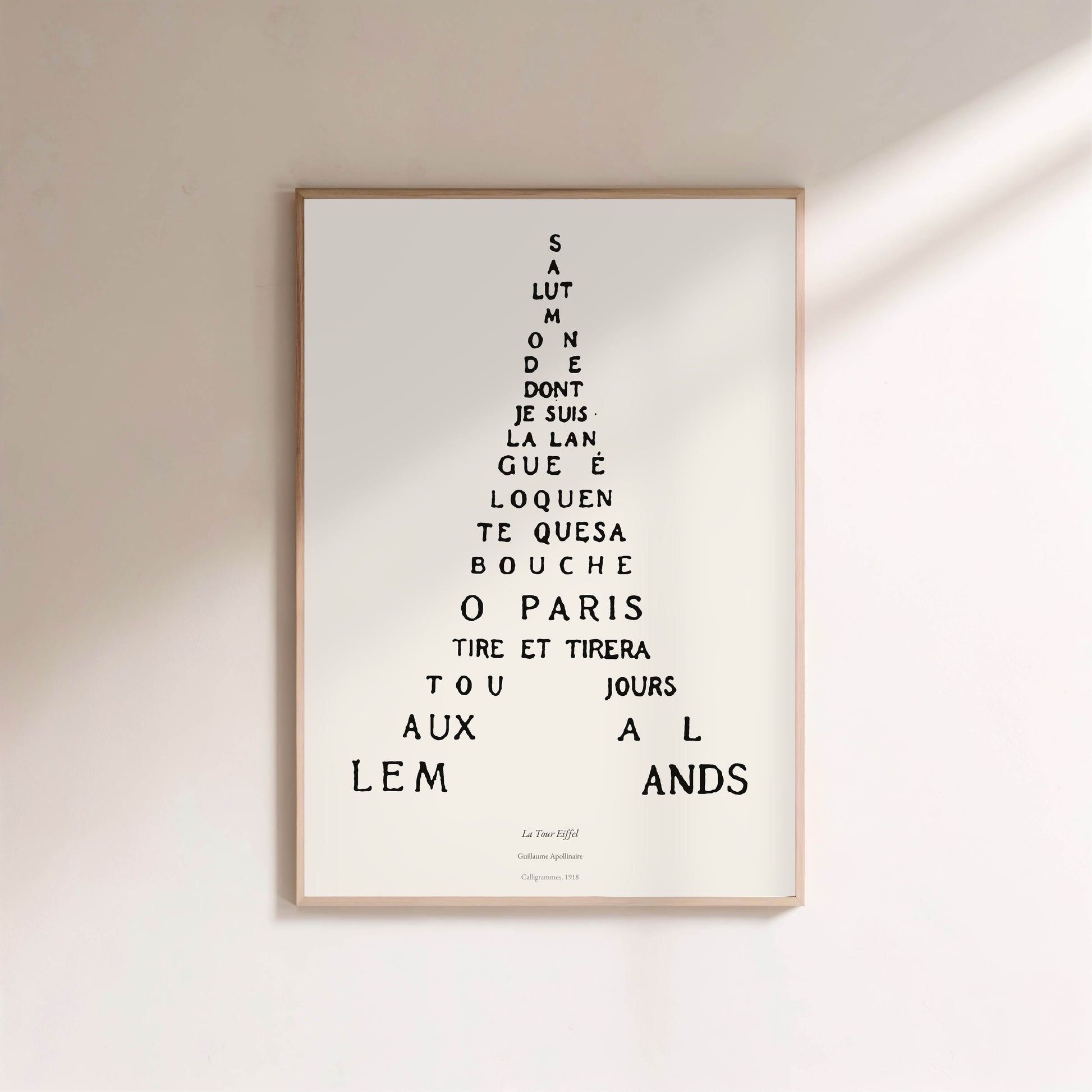 La Tour Eiffel - Guillaume Apollinaire - Calligramme Affiche Premium en situation