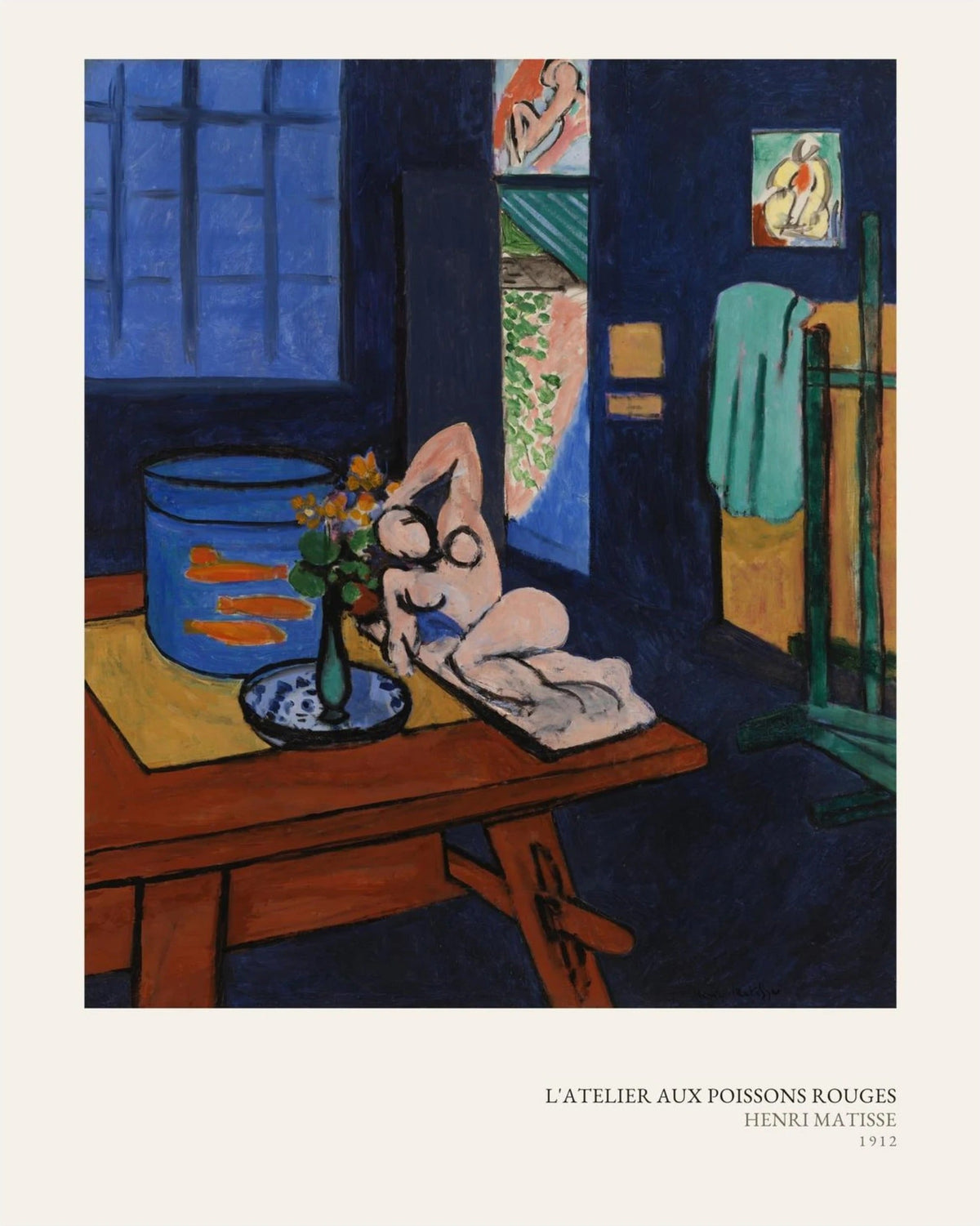 L'Atelier aux Poissons Rouges - Henri Matisse, l'affiche seule, papier épais mat éco-responsable, format 40x50 cm