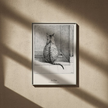 Le Chat, Gottfried Mind | Affiche Art Premium, affiche encadrée sur un mur beige, ombres de fenêtre