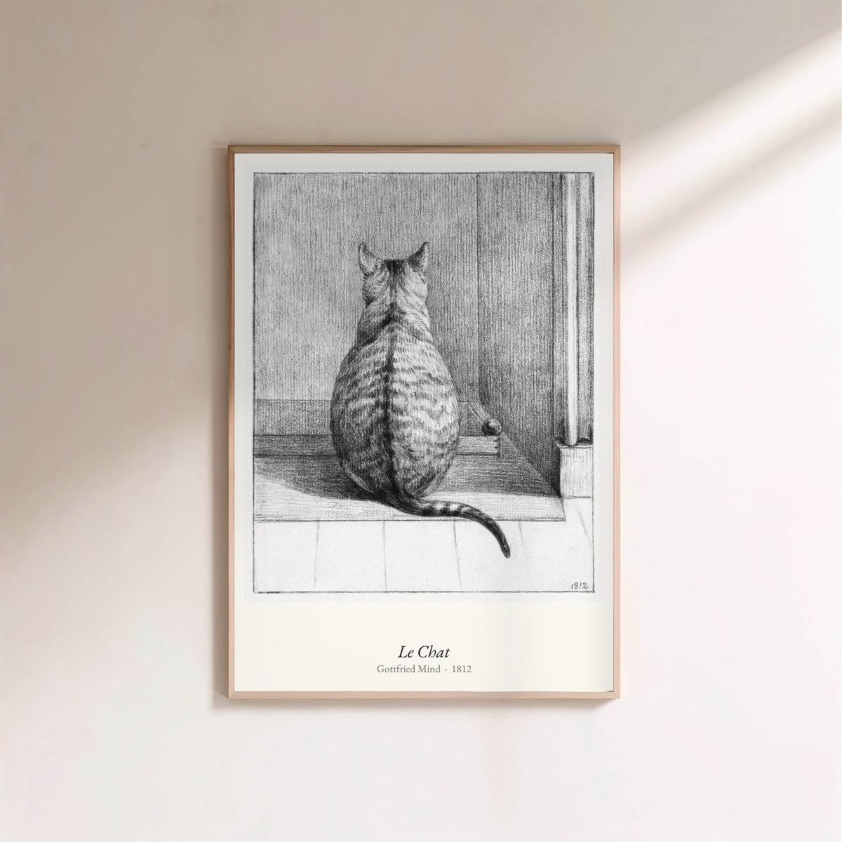 Le Chat, Gottfried Mind | Affiche Art Premium, affiche encadrée sur un mur clair