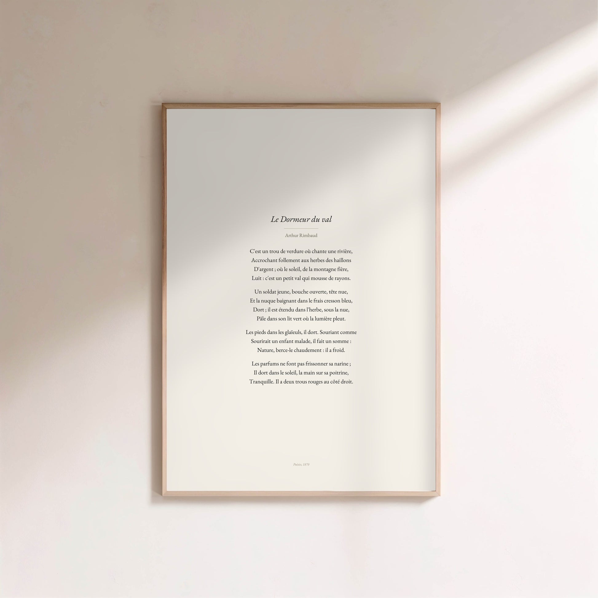 Le Dormeur du val, Arthur Rimbaud | Affiche Poétique Premium en situation