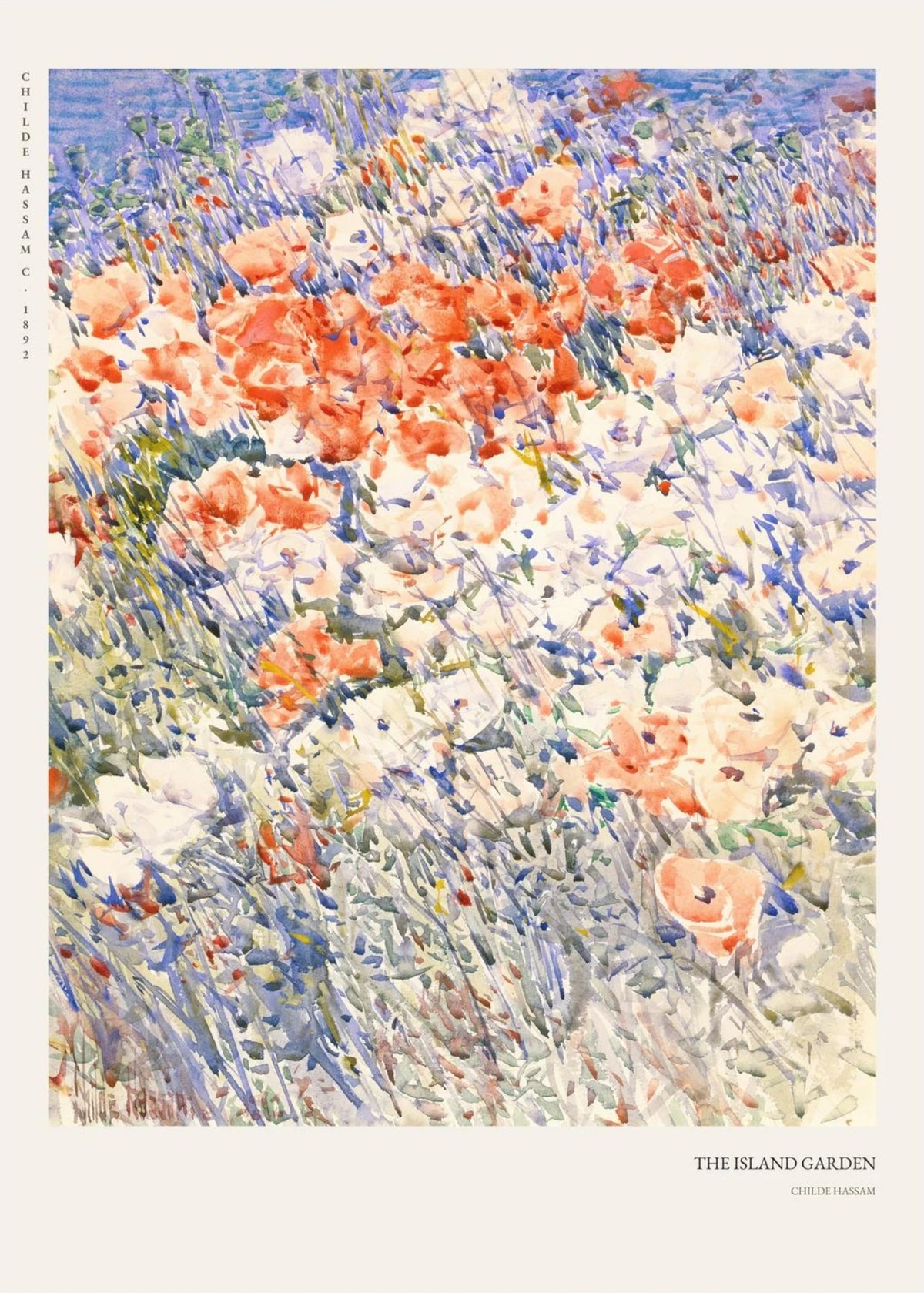 Jardin de l'Ile - Childe Hassam - Affiche Impressionnisme, l'affiche seule, papier épais mat éco-responsable
