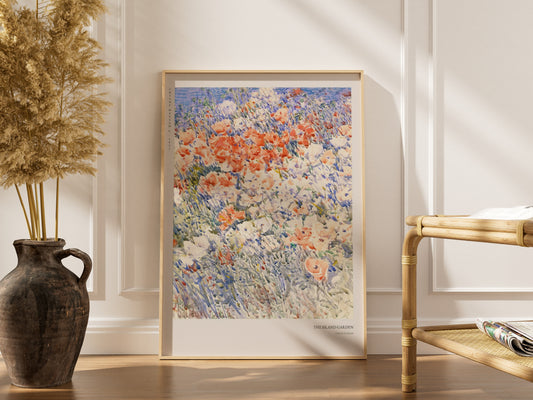 Le Jardin de l'Ile - Childe Hassam - Affiche Impressionnisme Américain, affiche encadrée dans un intérieur élégant, cadre boi