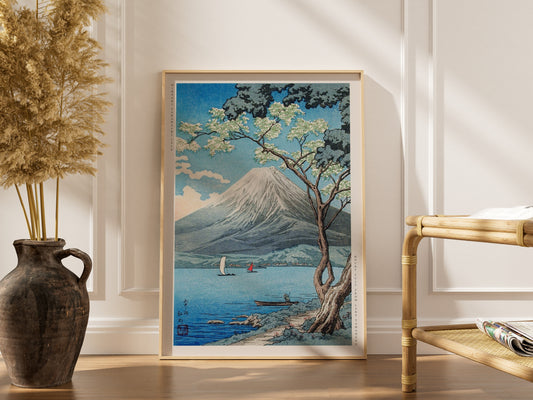 Le Mont Fuji depuis le Lac Yamanaka - Hiroaki Takahashi - Estampe Japonaise, affiche encadrée dans un intérieur élégant, cadr
