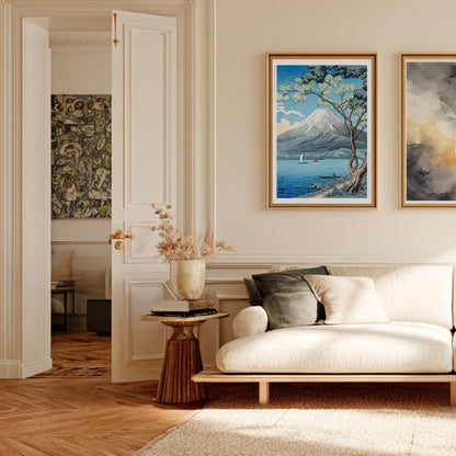Le Mont Fuji depuis le Lac Yamanaka - Hiroaki Takahashi, affiche encadrée dans un salon haussmannien