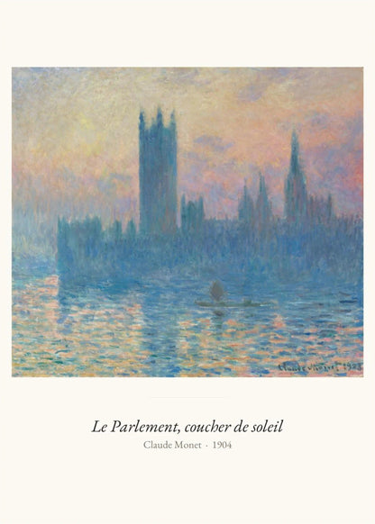 Le Parlement, coucher de soleil, Monet, l'affiche seule, papier épais mat éco-responsable