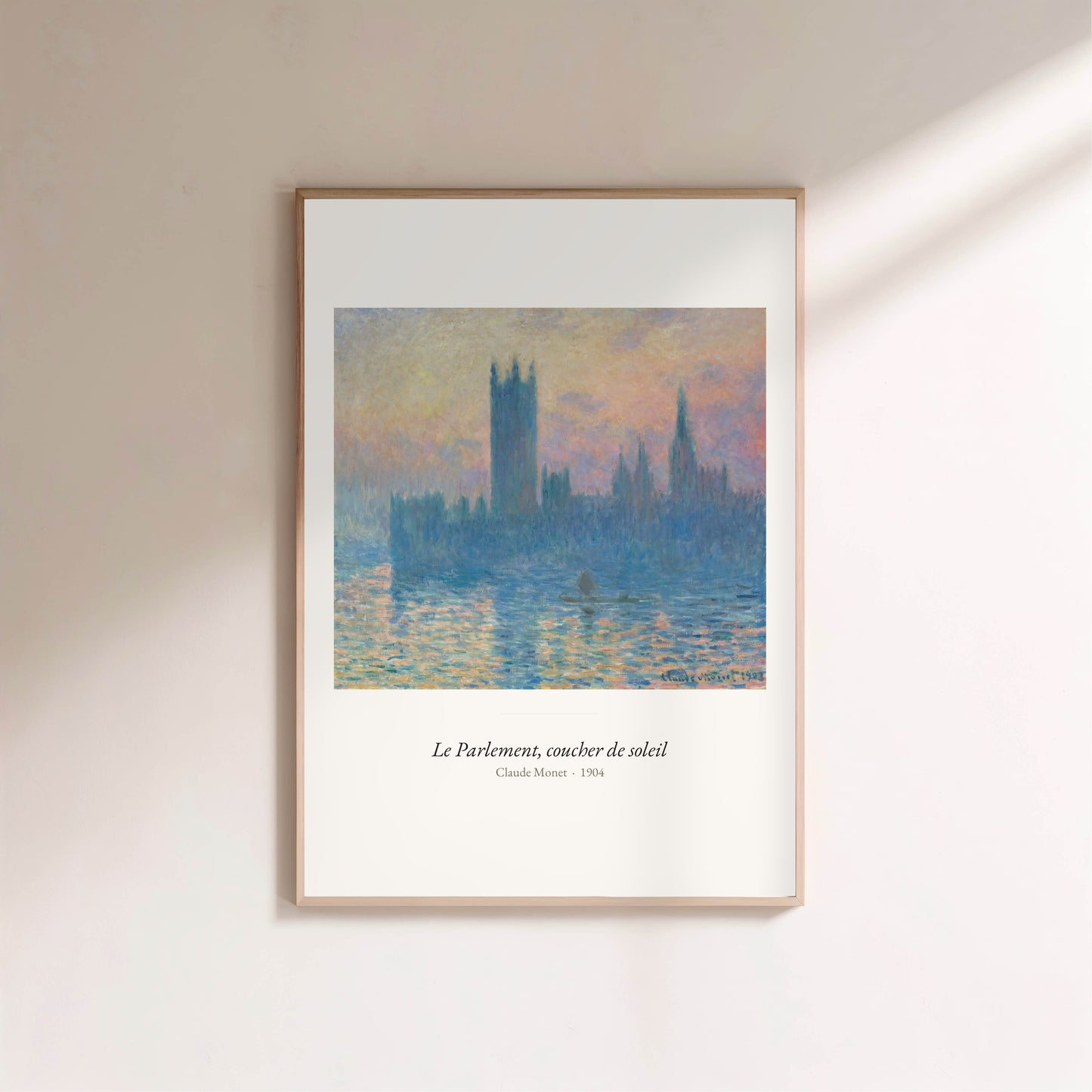 Le Parlement, coucher de soleil, Monet | Affiche Art Premium en situation