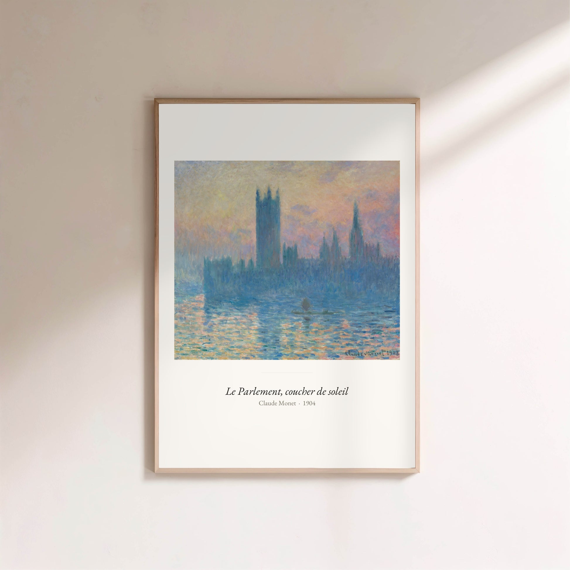 Le Parlement, coucher de soleil, Monet | Affiche Art Premium en situation
