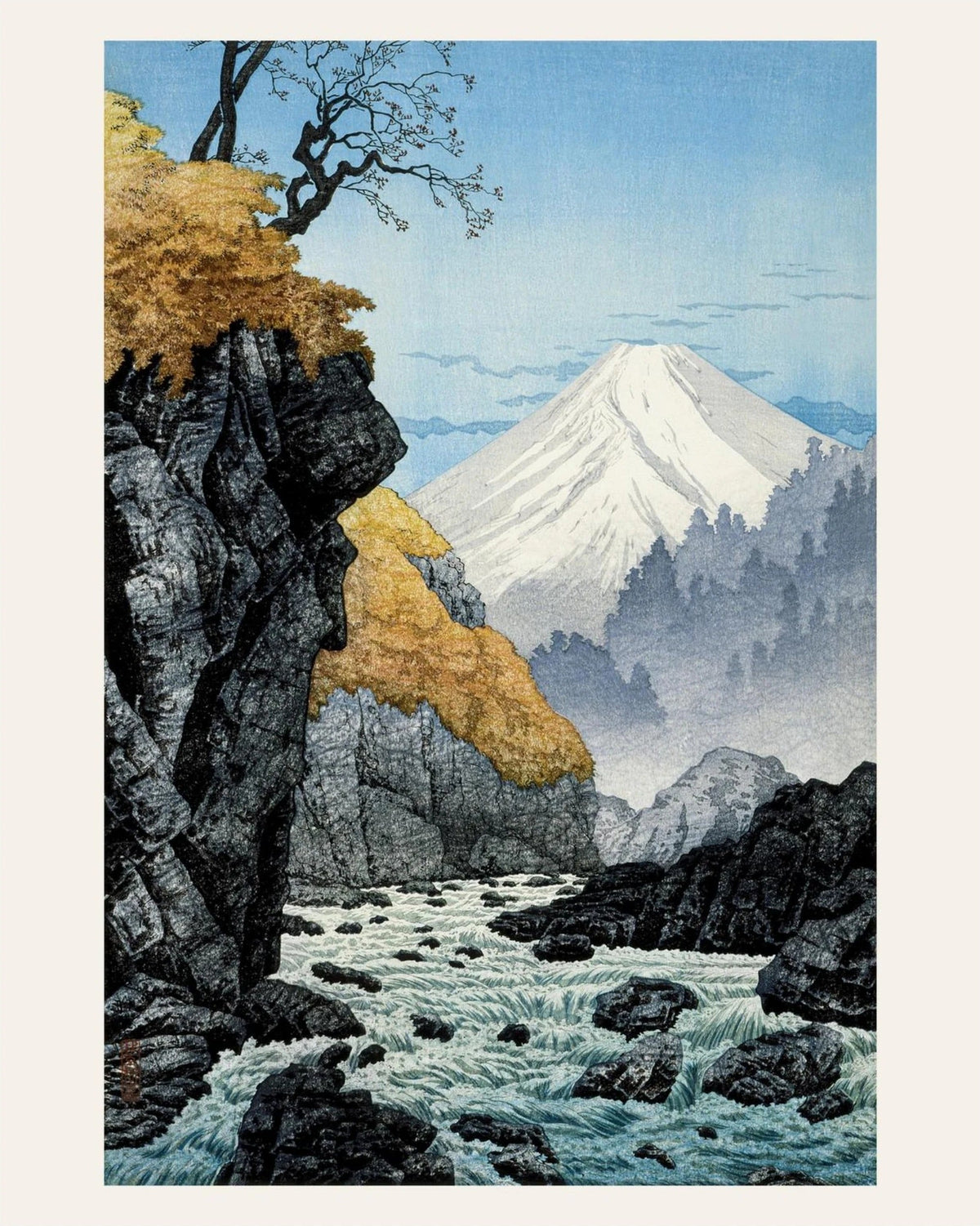Mont Ashitaka - Hiroaki Takahashi - Estampe Japonaise, l'affiche seule, papier épais mat éco-responsable, format 40x50 cm