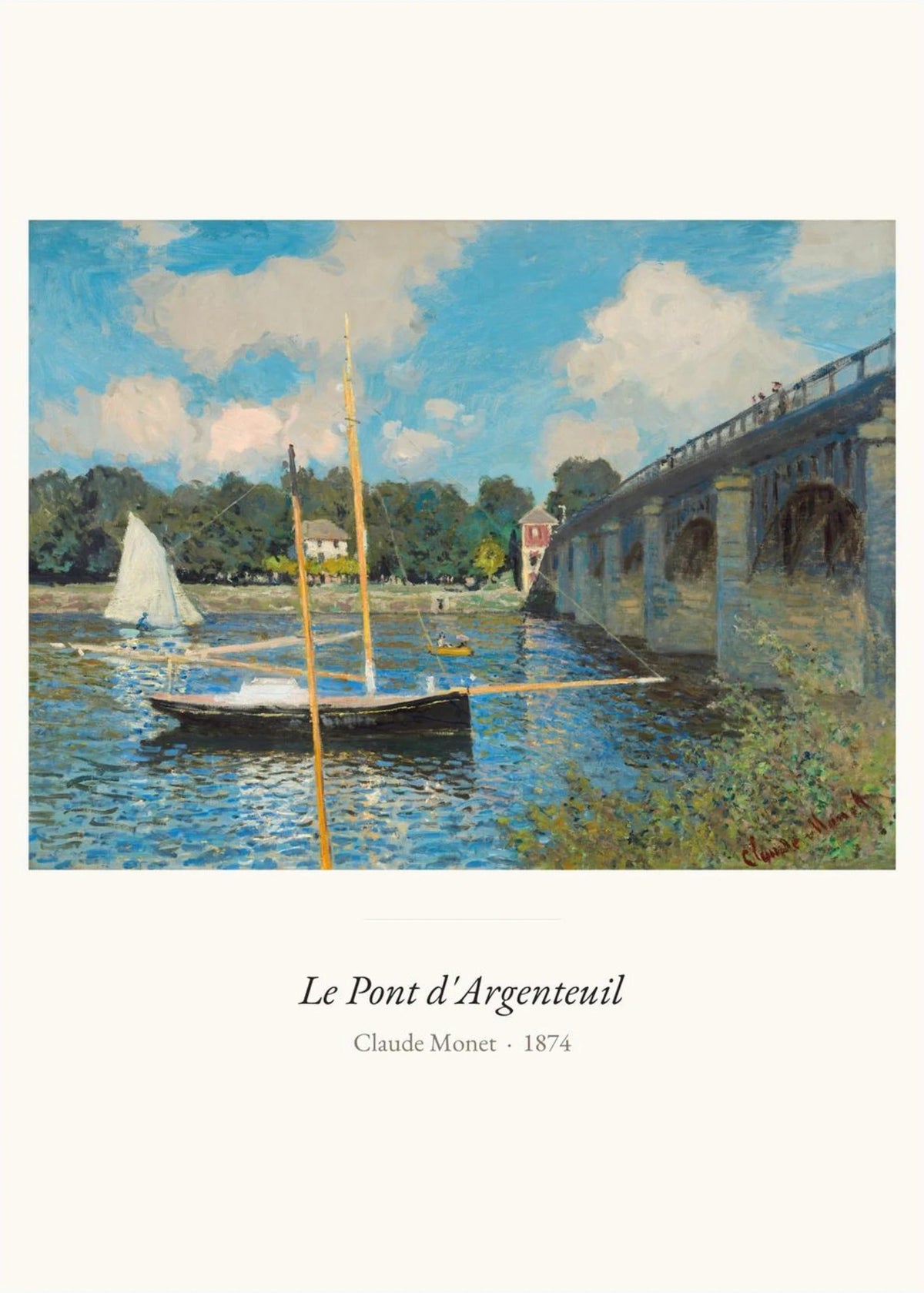Le Pont d'Argenteuil, Claude Monet, l'affiche seule, papier épais mat éco-responsable