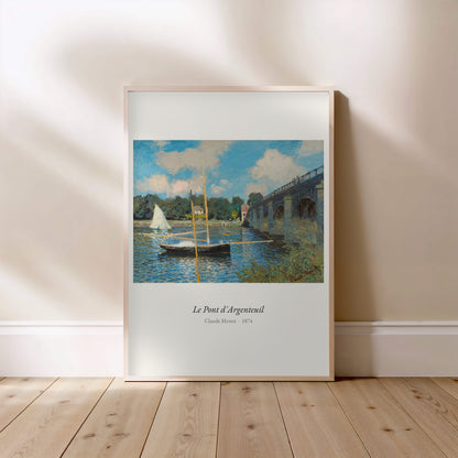 Le Pont d'Argenteuil, Claude Monet, affiche encadrée posée au sol, cadre bois clair