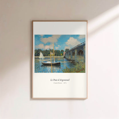 Le Pont d'Argenteuil, Claude Monet, affiche encadrée sur un mur clair