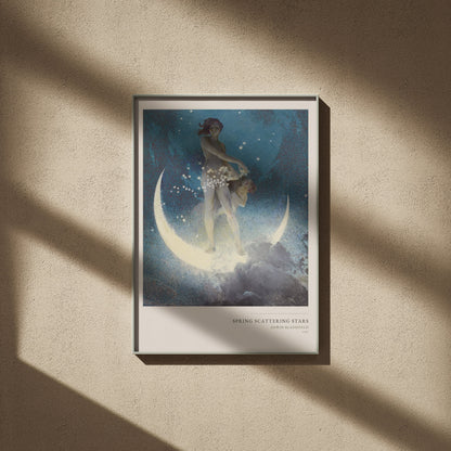 Le Printemps semant les Etoiles - Edwin Blashfield, affiche encadrée sur un mur beige, ombres de fenêtre