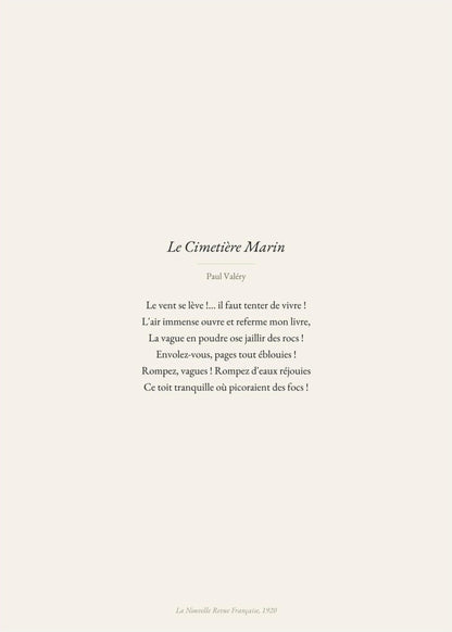 The Wind Rises - Paul Valéry | Premium Poetic Poster, the print alone, thick matte eco-friendly paper