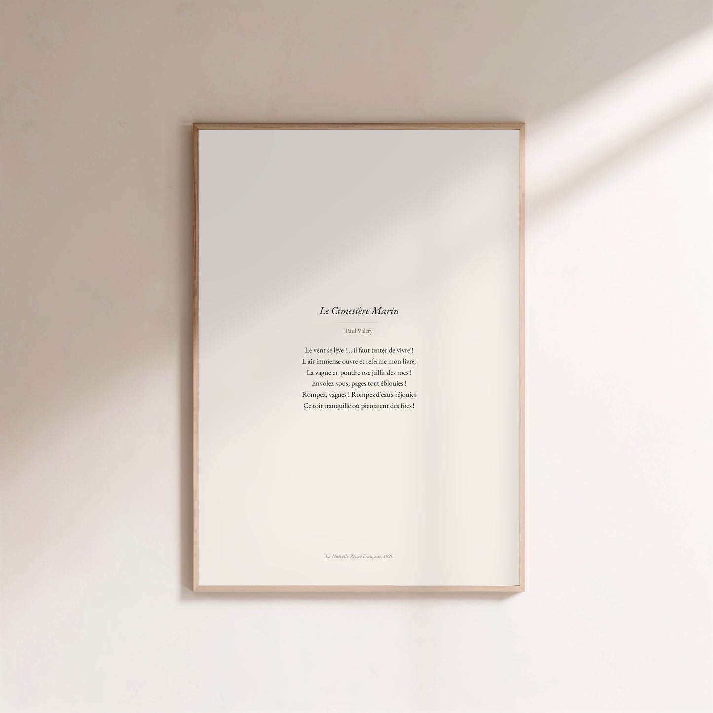 Le vent se lève - Paul Valéry | Affiche Poétique Premium en situation