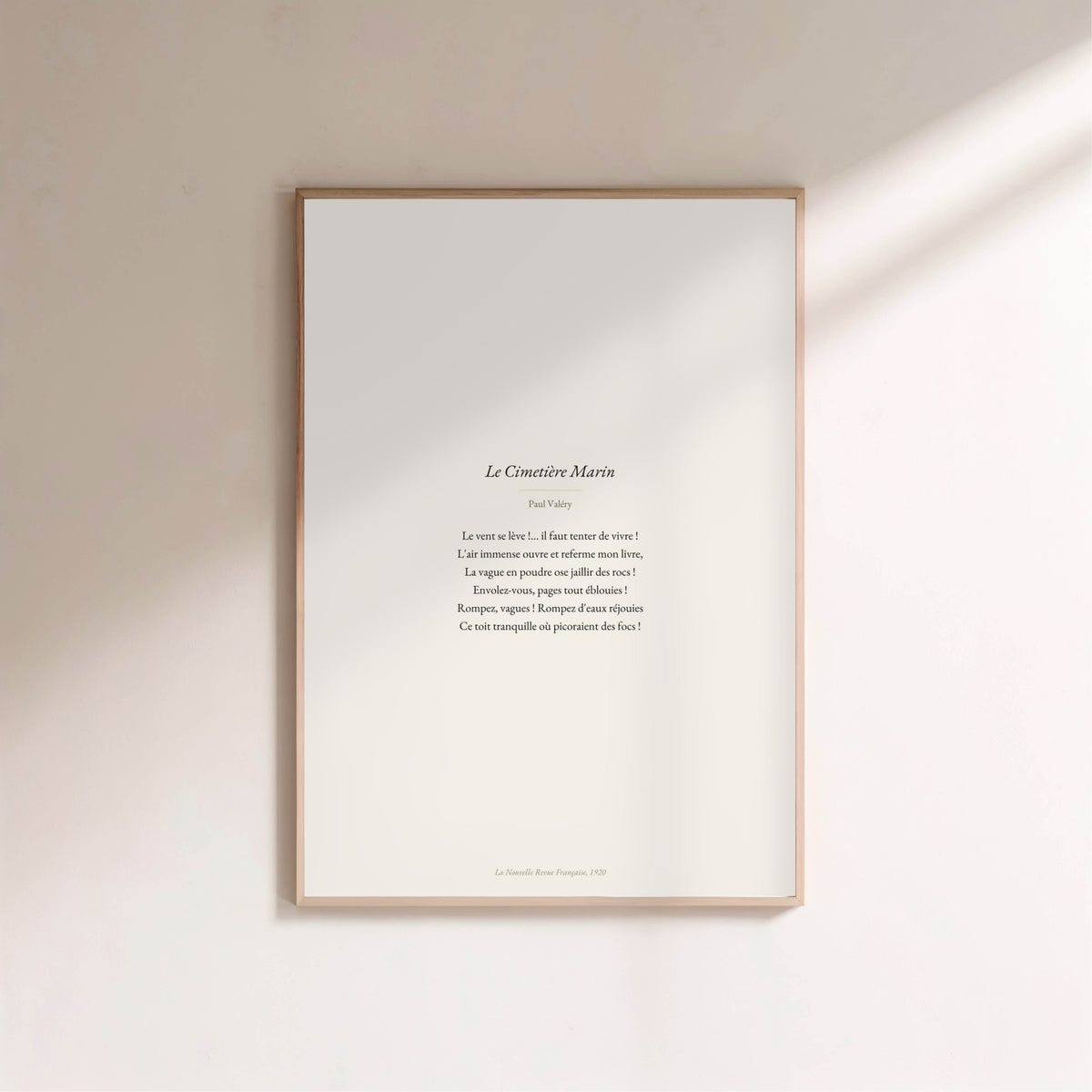 The Wind Rises - Paul Valéry | Premium Poetic Poster, framed poster on a light wall