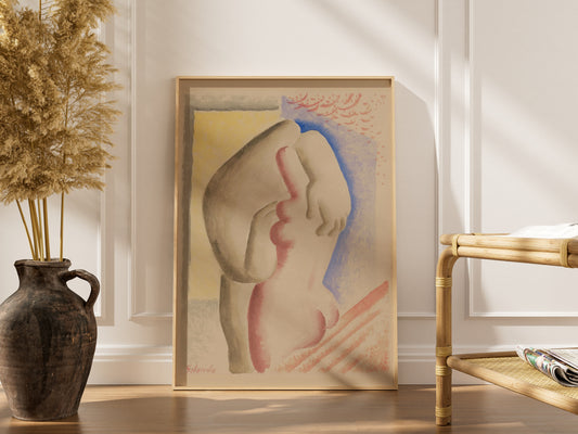 Les Amoureux - Mikuláš Galanda - Peinture Avant-Gardiste | Poster, affiche encadrée dans un intérieur élégant, cadre bois cla