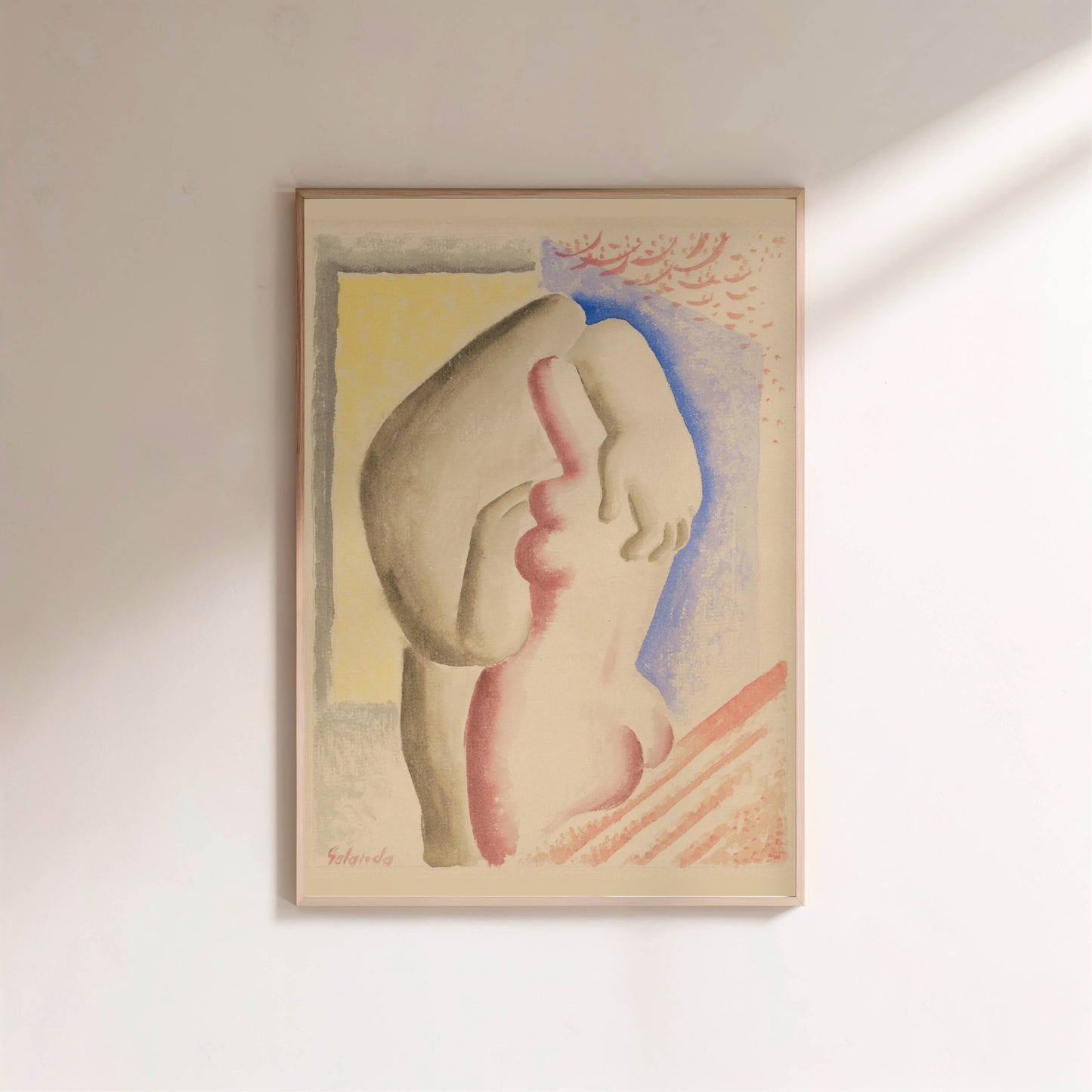 Les Amoureux - Mikuláš Galanda - Peinture Avant-Gardiste | Poster, affiche encadrée sur un mur clair