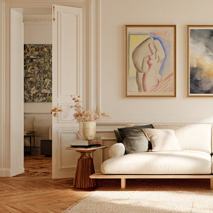 Les Amoureux - Mikuláš Galanda - Peinture Avant-Gardiste | Poster, affiche encadrée dans un salon haussmannien
