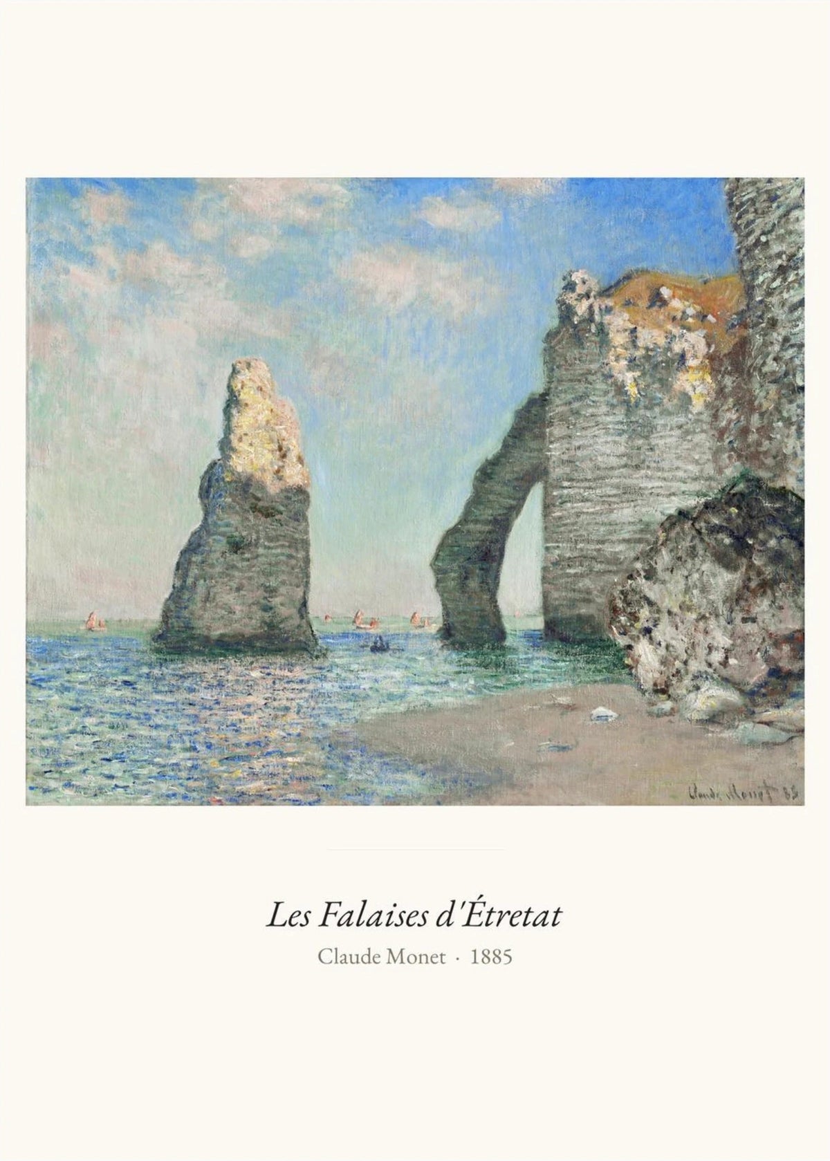 Les Falaises d'Étretat, Claude Monet, l'affiche seule, papier épais mat éco-responsable