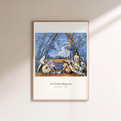 Les Grandes Baigneuses, Paul Cézanne, affiche encadrée sur un mur clair