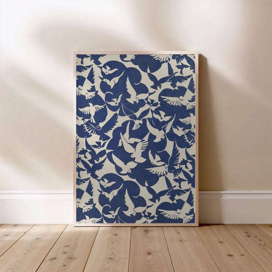 Les Oiseaux, Raoul Dufy | Affiche Art Premium, affiche encadrée posée au sol, cadre bois clair