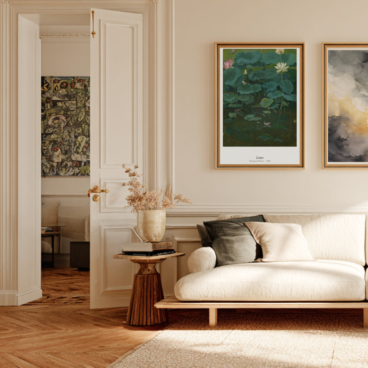 Lotus, Theodore Wores | Affiche Art Premium, affiche encadrée dans un salon haussmannien