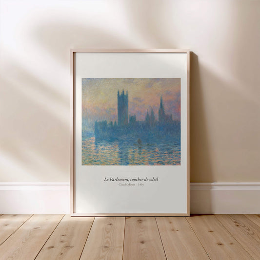 Le Parlement, coucher de soleil, Monet | Affiche Art Premium